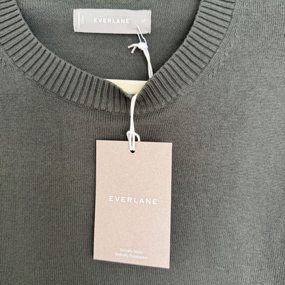 NWT Everlane Men's No-Sweat Sweater Uniform Medium Forest Green Ribbed Crew Neck - Picture 3 of 12